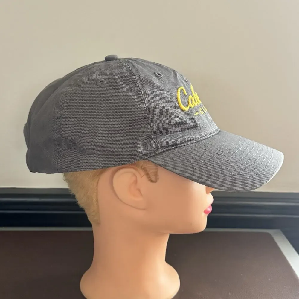 Cabela's Club Hat Cap Gray Yellow Embroidered Adjustable Strapback - READ